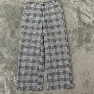 American Eagle Jeans Super High Rise Baggy Wide Leg Pants Plaid Women's 6 Short
